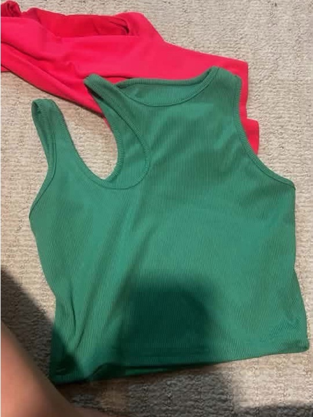 SHEIN Green Ribbed Cropped Tank Top